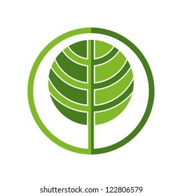 Tree icon, simplistic geometric 2 color vector design.