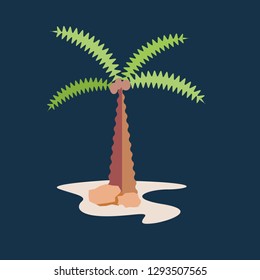 Tree icon, tree symbol. Flat vector sign isolated on blue background. Simple vector illustration for graphic and web design.