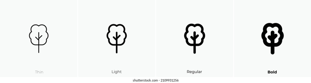 tree icon. Thin, Light Regular And Bold style design isolated on white background
