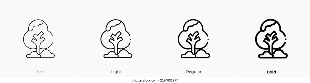tree icon. Thin, Light Regular And Bold style design isolated on white background