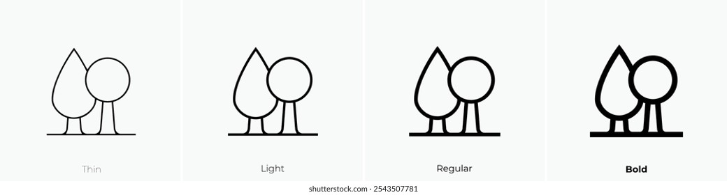 tree icon. Thin, Light Regular And Bold style design isolated on white background