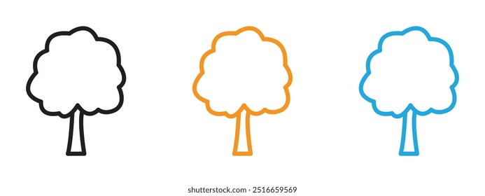 Conjunto de ilustración de línea delgada de icono de árbol