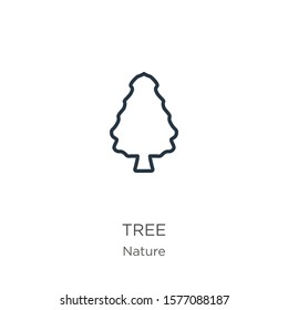 Tree icon. Thin linear tree outline icon isolated on white background from nature collection. Line vector sign, symbol for web and mobile