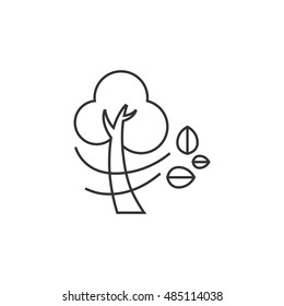 Tree icon in thin outline style. Nature windy forecast