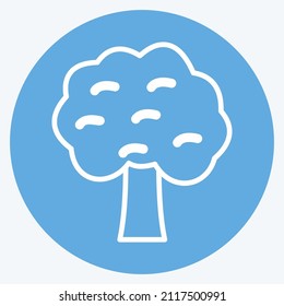 Tree Icon in trendy blue eyes style isolated on soft blue background