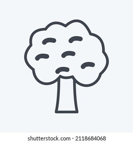 Icono de árbol con estilo de línea de moda aislado en un fondo azul suave