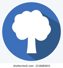 Tree Icon in trendy long shadow style isolated on soft blue backgroundTree Icon in trendy glyph style isolated on soft blue background