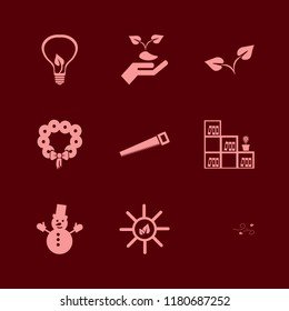 tree icon. tree vector icons set bookcase flower pot, bulb leaf, christmas wreath and sun leaves