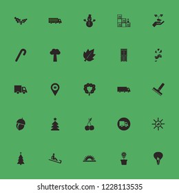 tree icon. tree vector icons set cherry, saw, bulb leaf and christmas wreath