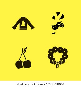 tree icon. tree vector icons set christmas candy, sweater with christmas tree, christmas wreath and cherry