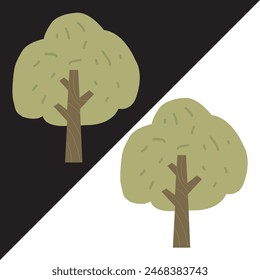 tree icon, vector illustration, coloured tree vector illustration. Isolated on Black and White Background.
