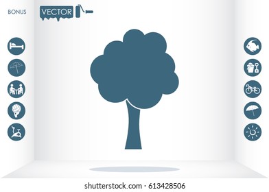 Tree icon vector illustration eps10. Isolated badge for website or app - stock infographics.