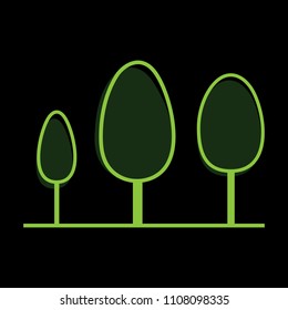 Tree icon vector illustration on black background