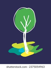 Tree icon. Vector illustration of a tree on a blue background.