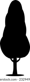 Ilustración vectorial de icono de árbol. Silueta de árbol para icono, símbolo o signo. Símbolo de árbol único para el diseño de plantas, bosques, naturaleza, medio ambiente y ecología. Icono simple de planta
