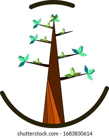 A tree icon vector image with a symbol of smile. 