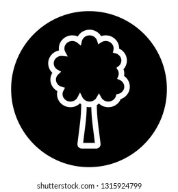Tree icon vector on black circle. White background
