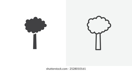 Tree icon vector icon set in black and white color.