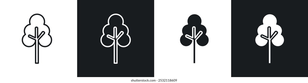 Tree icon vector icon set black filled and outlined style.