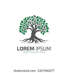 Tree icon vector silhouette isolated tree logo colorful on white background.