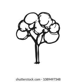 tree icon vector sketch isolated on white background.