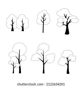 Tree icon vector. Wood collection. Black and white tree.