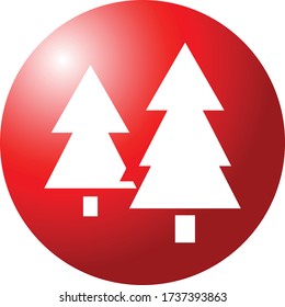 Tree icon web symbol for web computer and mobile with shining red round