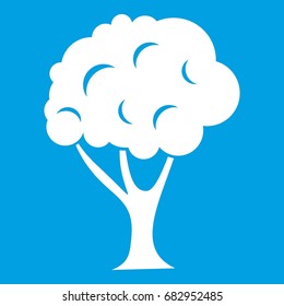 Tree icon white isolated on blue background vector illustration
