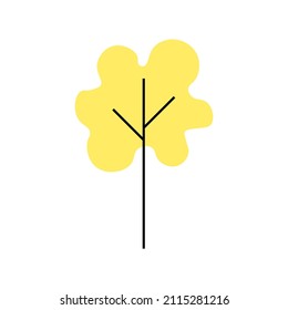 Tree icon. Yellow sign. Simple design. Flat style. Botanical concept. Nature background. Vector illustration. Stock image.