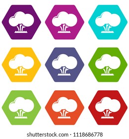 Tree icons 9 set coloful isolated on white for web