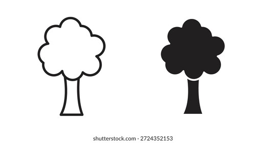 Iconos de árbol de color negro en varios estilos