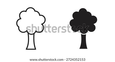 Tree icons of black colored in various styles