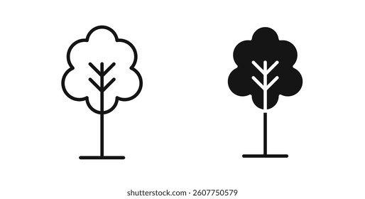 Tree icons in black fill and line style