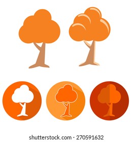  Tree icons collection - design elements. Vector flat icon templates set