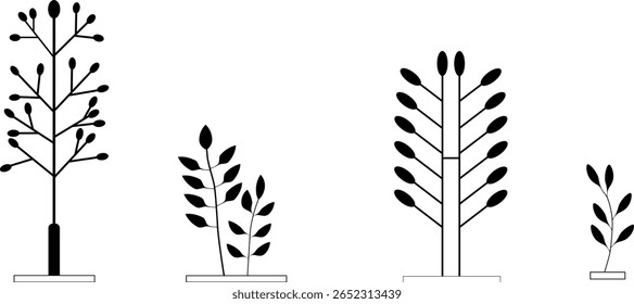 Coleção de ícones da árvore. Ilustração vetorial do ícone de árvore.