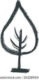 Tree Icons Crayon Chalk Drawing Vector