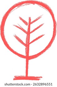 Tree Icons Crayon Chalk Drawing Vector