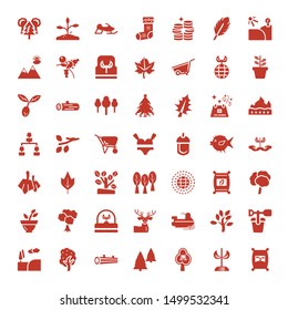 tree icons. Editable 49 tree icons. Included icons such as Fertilizer, Sprout, Tree, Pine, Log, Fruit Landscape, Sand bucket, Snowmobile, Reindeer. trendy icons for web.