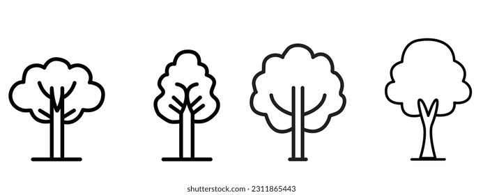 Tree icons. Tree and forest line icon set. Vector illustration. Editable stroke.
