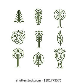 Tree icons. Line simple logo concepts. Vector illustration.