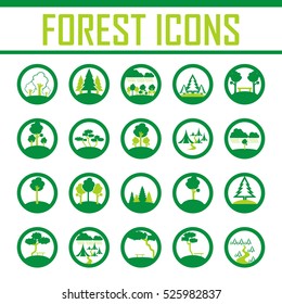 tree icons, mono vector symbols