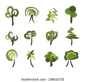 Tree icons over white background vector illustration