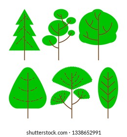 Tree icons pack. Isolated tree symbols collection. Silhoutte of trees on a white background. Graphic icons element. Vector EPS 10