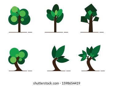 Tree icons pack. Isolated tree symbols collection. Graphic icons element