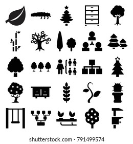 Tree icons. set of 25 editable filled tree icons such as beehouse, bamboo, structure, family structure, plant, caterpillar, cactus, swing, leaf, wardrobe