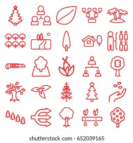 Tree icons set. set of 25 tree outline icons such as plant, hand with seeds, leaf, structure, cutter, palm, landscape