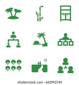 Tree icons set. set of 9 tree filled icons such as tree, bamboo, wardrobe, structure, palm, island