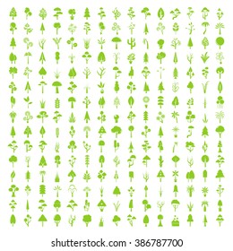 tree icons set, big collection of tree symbols, tree vector