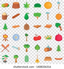 Tree icons set. Cartoon style of 36 tree vector icons for web for any design