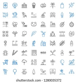 tree icons set. Collection of tree with hierarchical structure, palm tree, beach, sprout, global warming, birch, wood, drought, choice, bench. Editable and scalable tree icons.